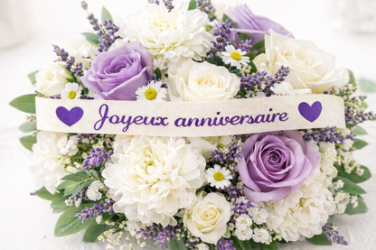 Ruban pailleté personnalisable pour bouquet de fleurs – message personnalisé cadeau floral Heyl’Créations