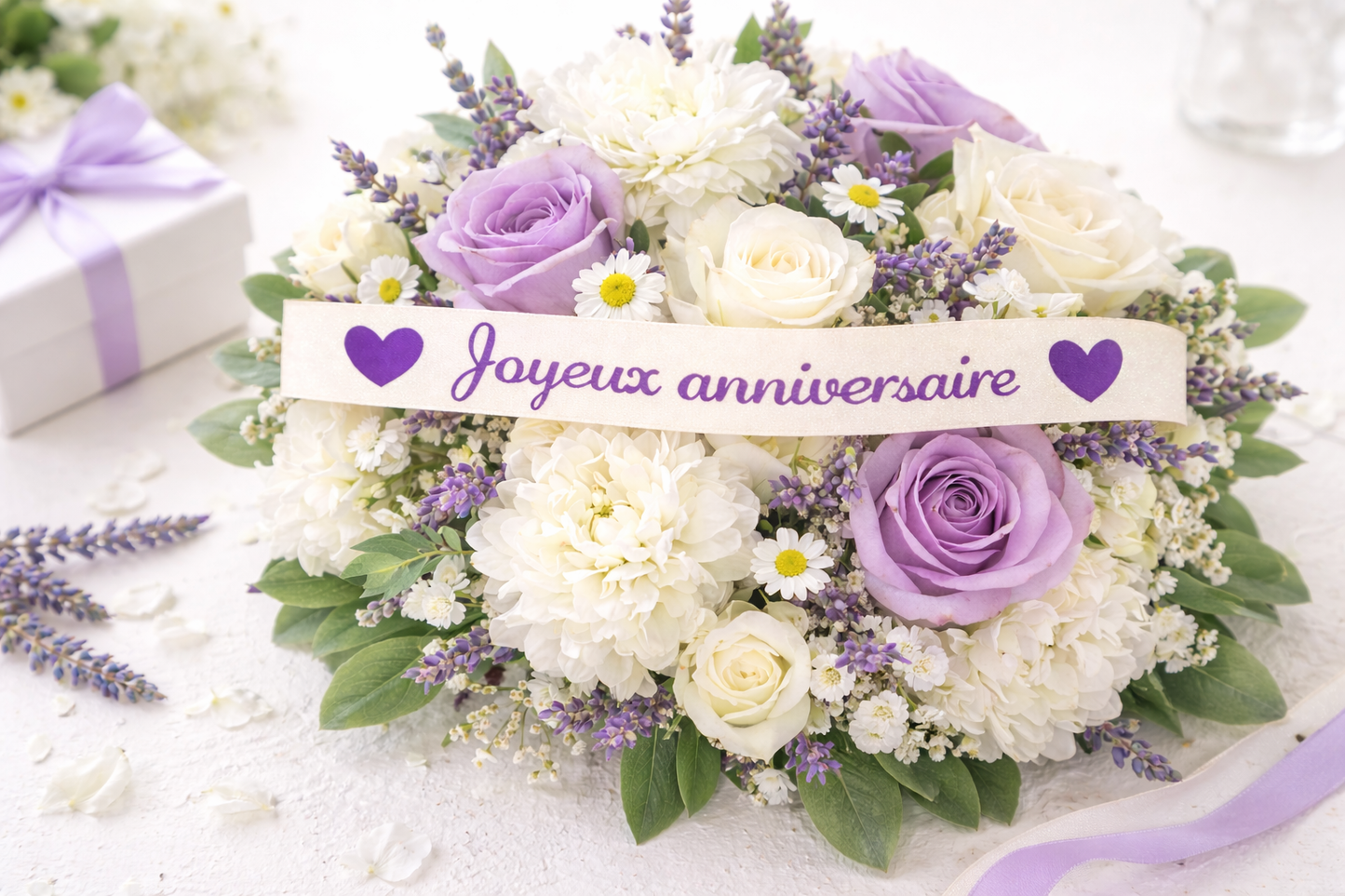 Ruban pailleté personnalisable pour bouquet de fleurs – message personnalisé cadeau floral Heyl’Créations