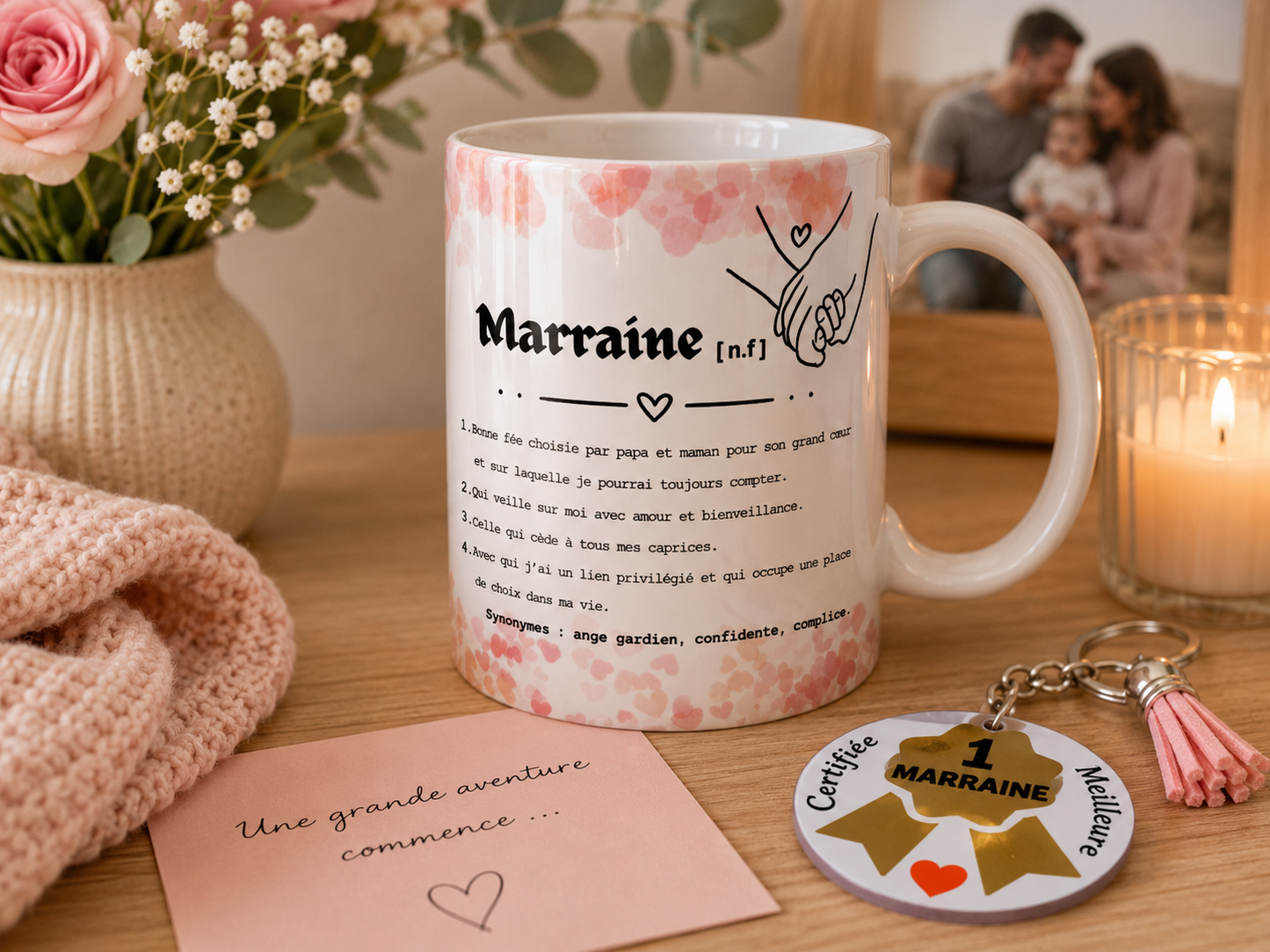 Coffret Parrain & Marraine Personnalisé – Mug et Porte-clés | Annonce Grossesse Originale