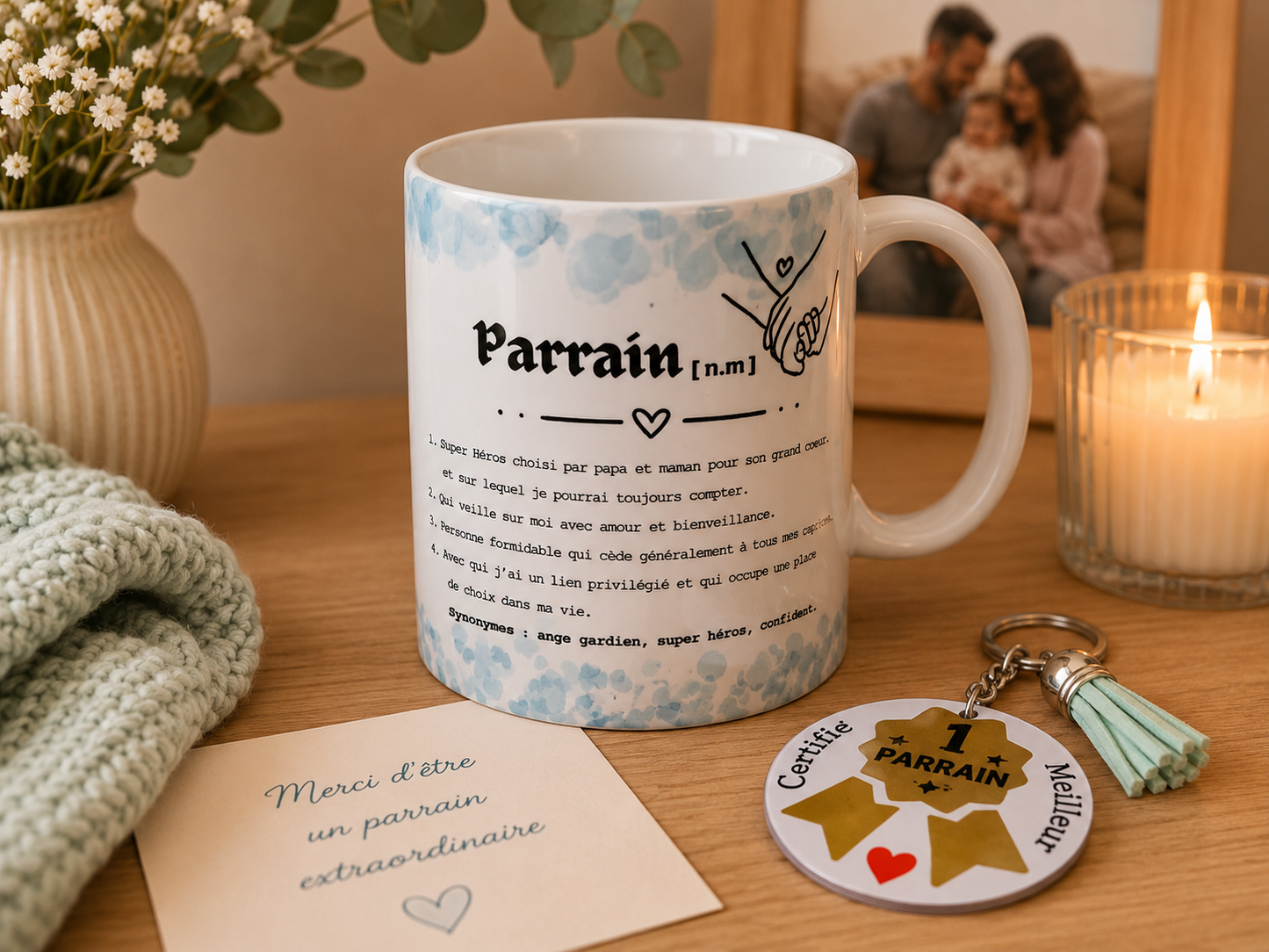 Coffret Parrain & Marraine Personnalisé – Mug et Porte-clés | Annonce Grossesse Originale