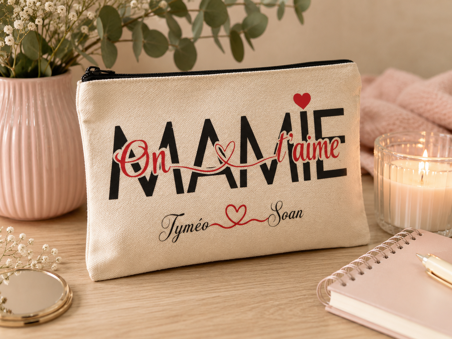 Duo Tote Bag & Trousse “Mamie” Personnalisés – Cadeau Fête des Mamies