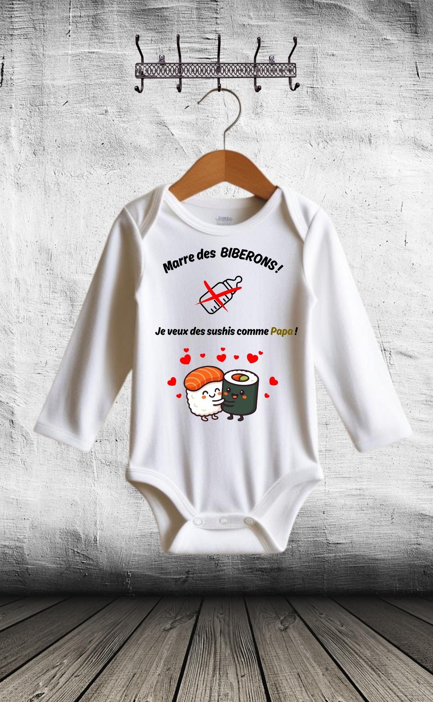 Bodie/ Body bébé personnalisé " Je veux manger des sushis " Humour