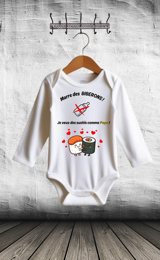 Body bébé humour sushi personnalisé annonce grossesse Heyl’Créations