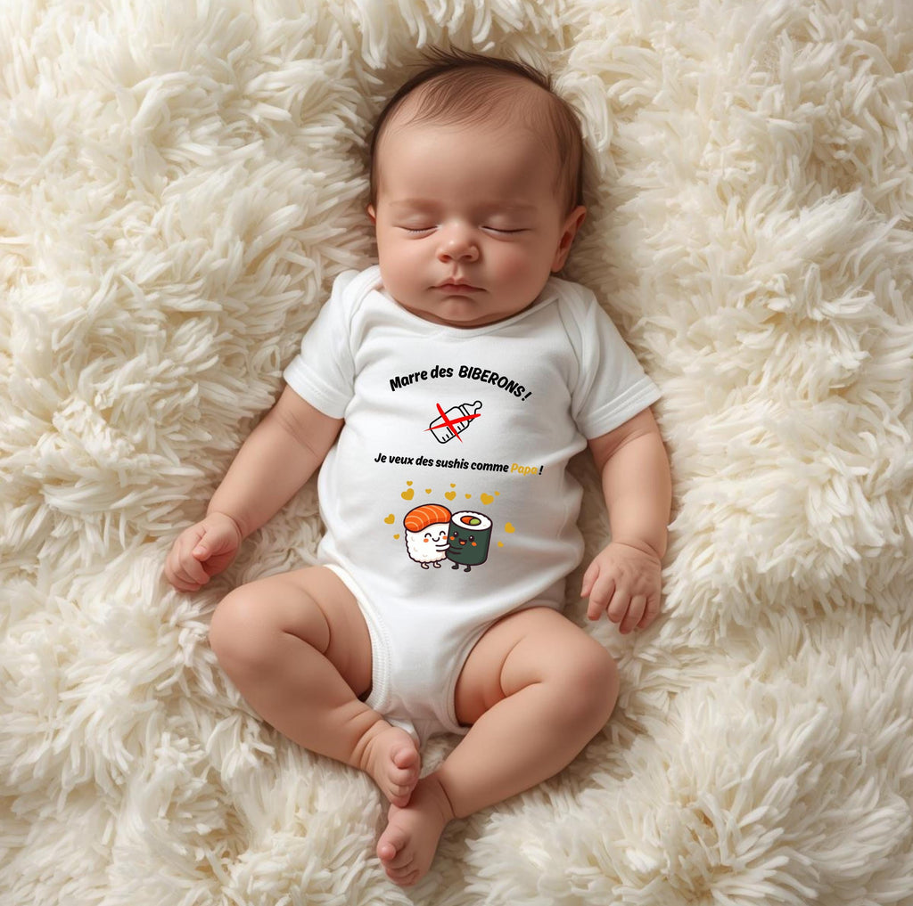 Bodie/ Body bébé personnalisé " Je veux manger des sushis " Humour