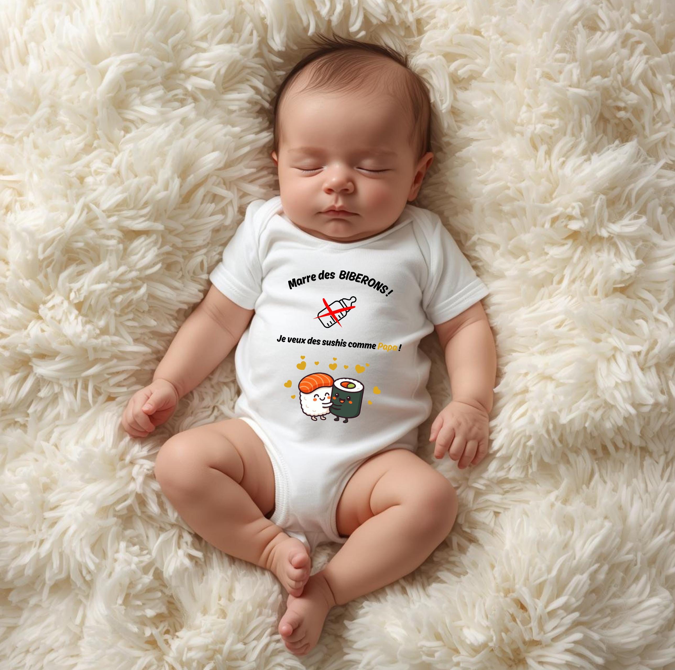Bodie/ Body bébé personnalisé " Je veux manger des sushis " Humour