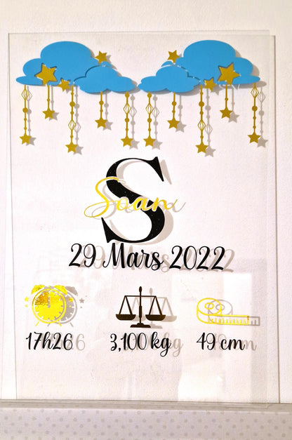 Plaque naissance personnalisée plexiglass prénom bébé souvenir Heyl’Créations