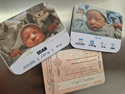 Magnet personnalisé photo naissance souvenir cadeau personnalisé Heyl’Créations