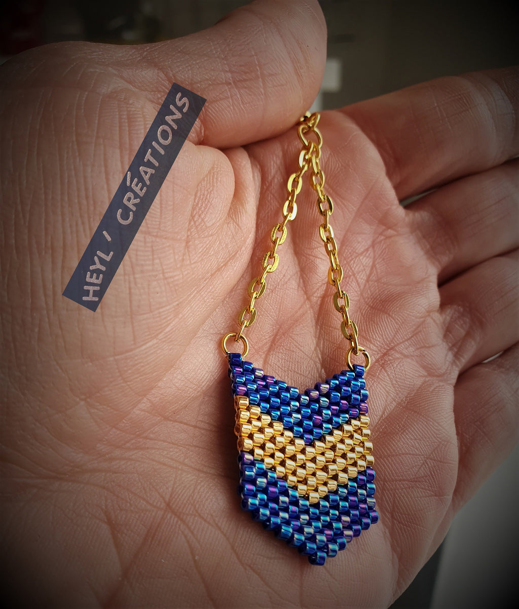 Boucle d'oreille bleu cobalt et or