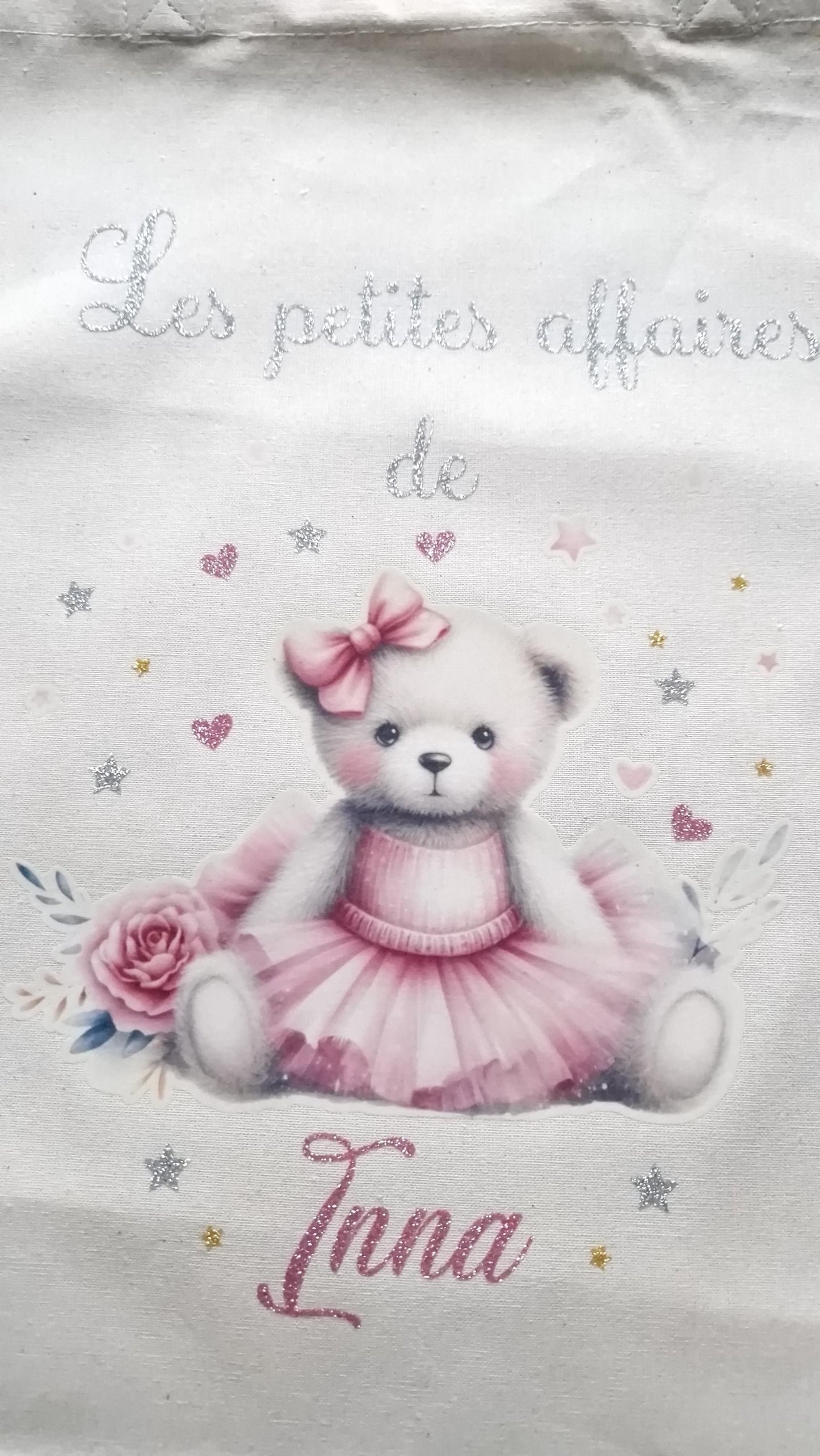 Tote bag personnalisé prénom fille ourson sac enfant coton Heyl’Créations