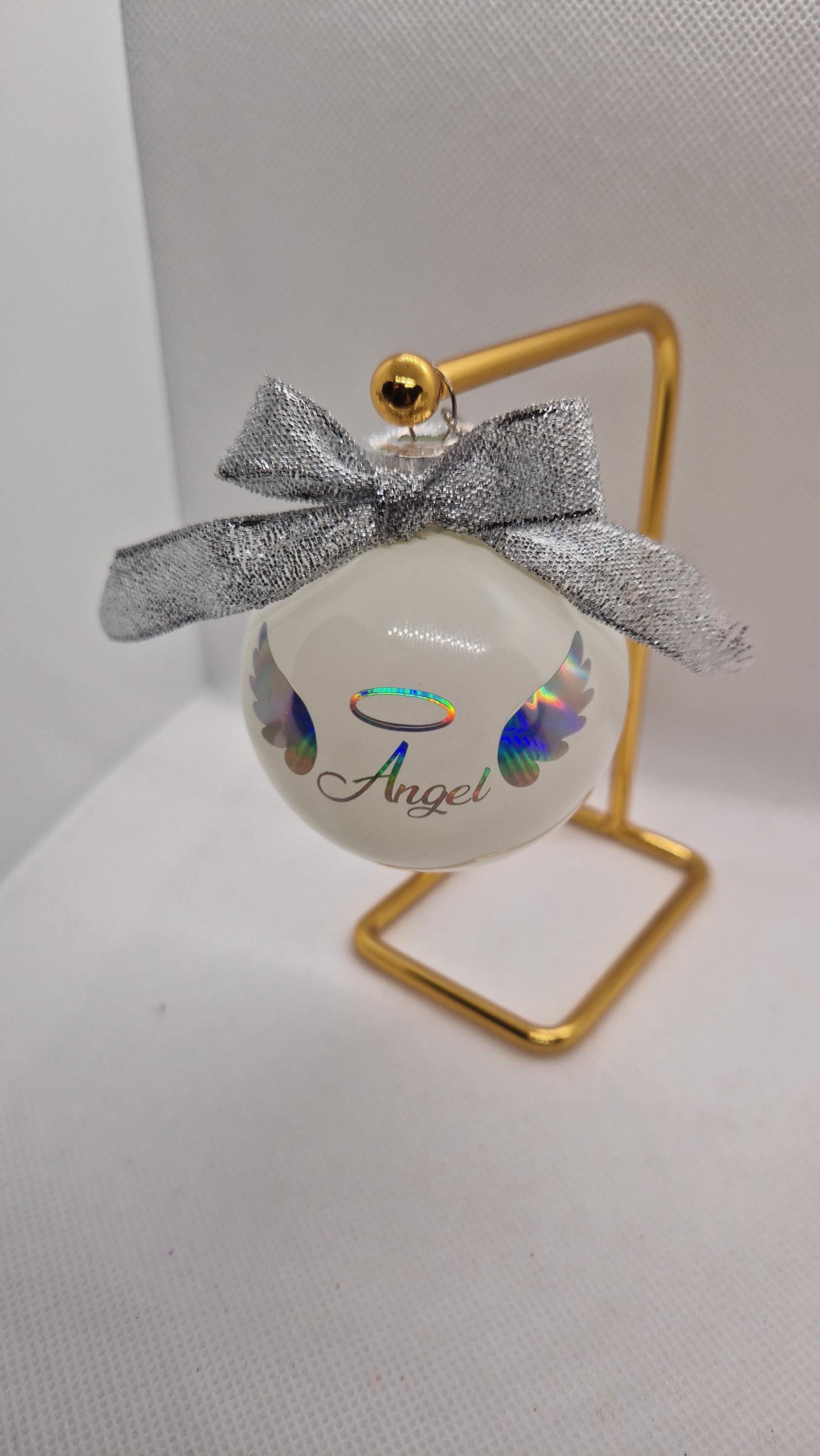 Boule Noël ange personnalisée souvenir défunt hommage Heyl’Créations