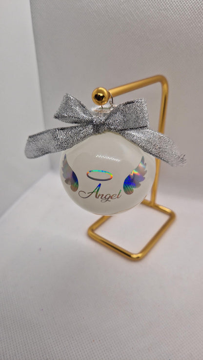 Boule Noël ange personnalisée souvenir défunt hommage Heyl’Créations