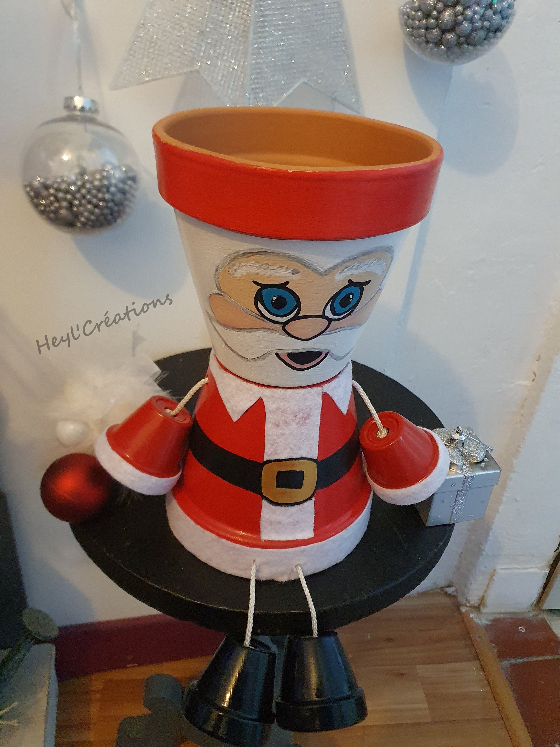 Cache-pot Père Noël fait main décoration Noël artisanale Heyl’Créations
