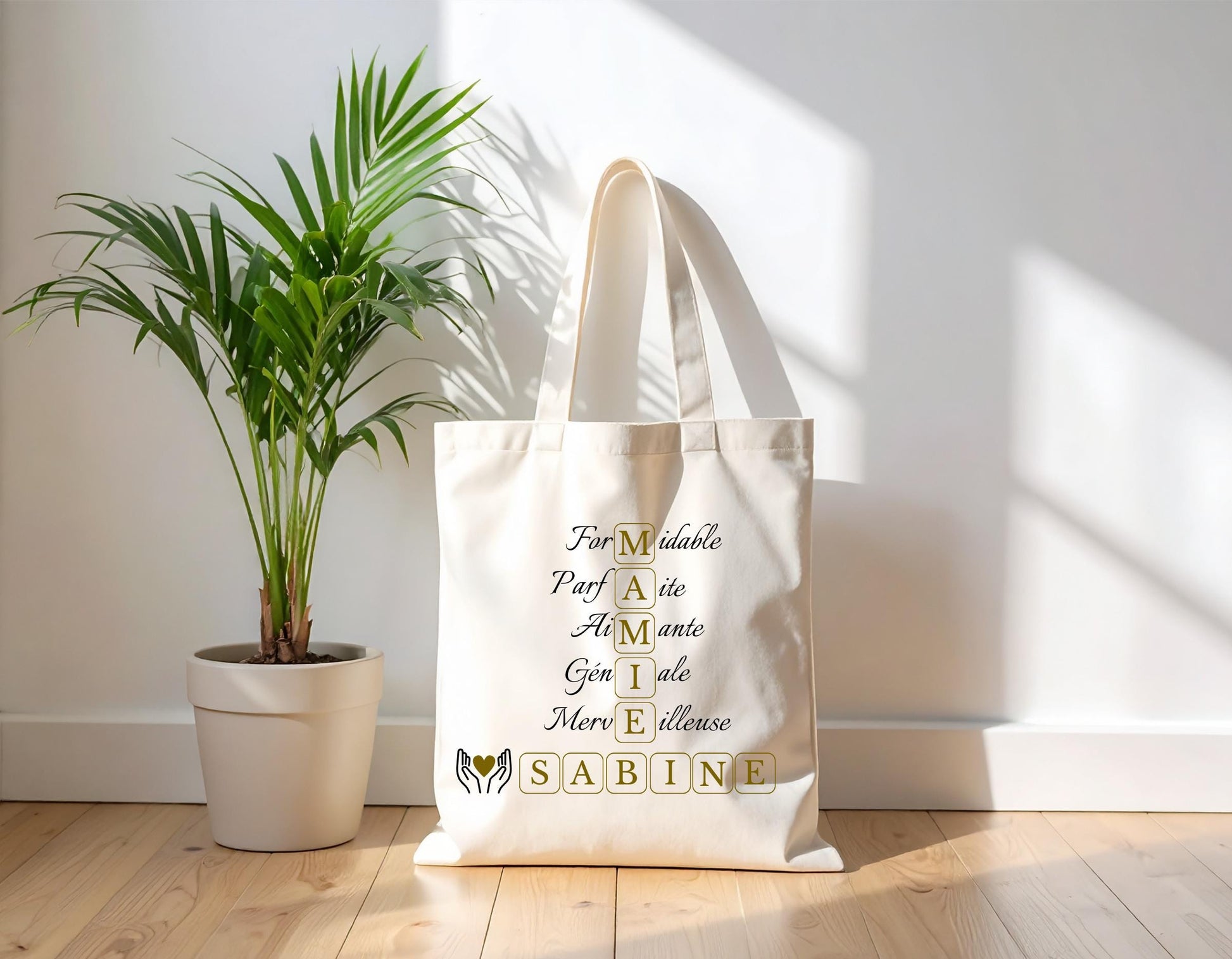 Tote bag personnalisé Mamie cadeau fête grands-mères sac coton Heyl’Créations