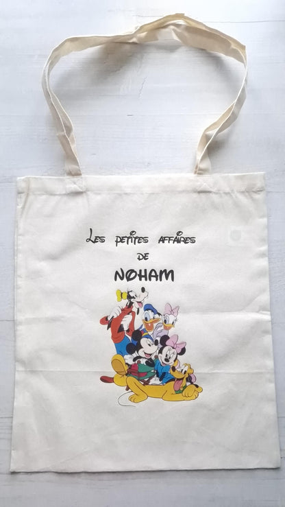 Tote bag prénom enfant personnalisé sac coton enfant dessin animé Heyl’Créations