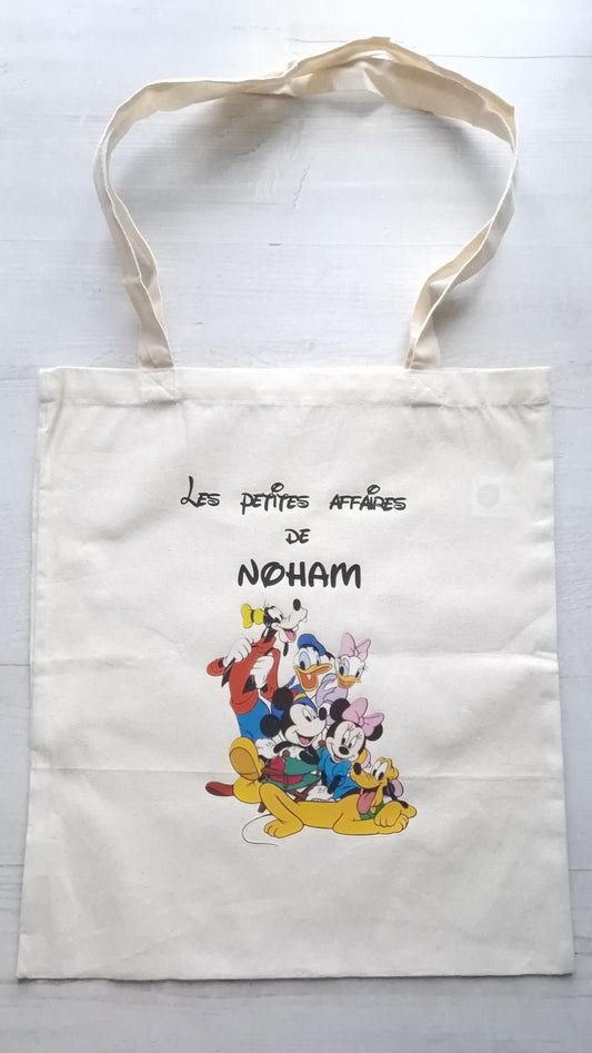 Tote bag prénom enfant personnalisé sac coton enfant dessin animé Heyl’Créations