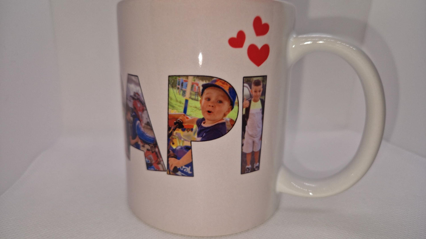 Mug photo personnalisé Mamie Papi cadeau famille Heyl’Créations