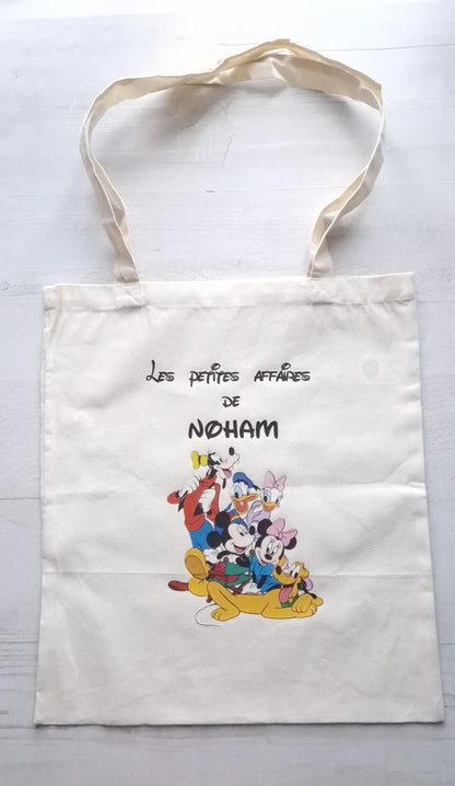Tote bag prénom enfant personnalisé sac coton enfant dessin animé Heyl’Créations