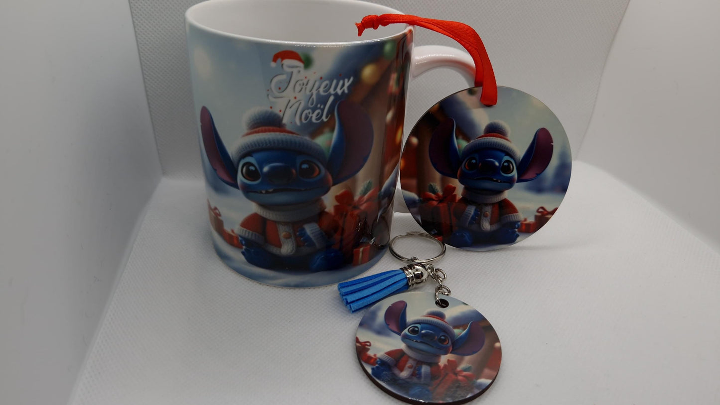 Coffret cadeau Noël personnalisé enfant mug porte clés décoration Heyl’Créations
