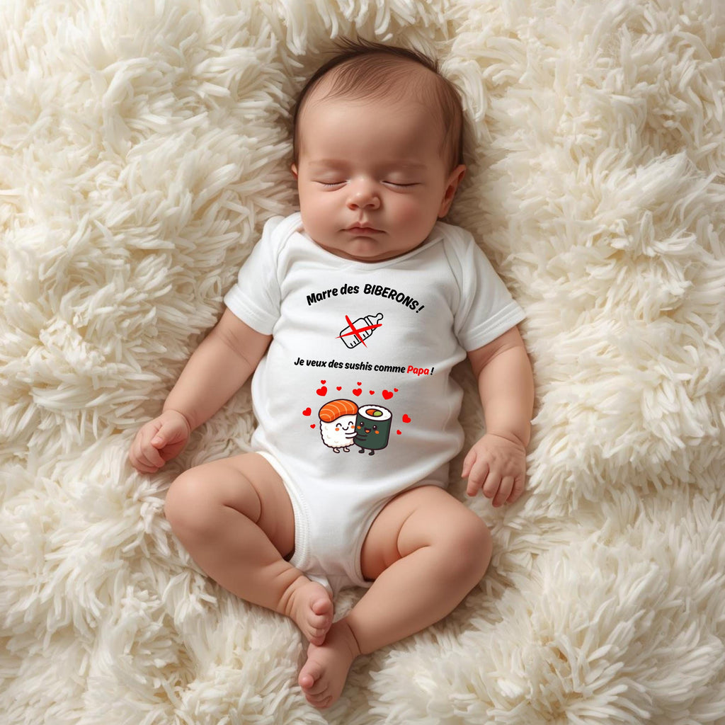 Bodie/ Body bébé personnalisé " Je veux manger des sushis " Humour