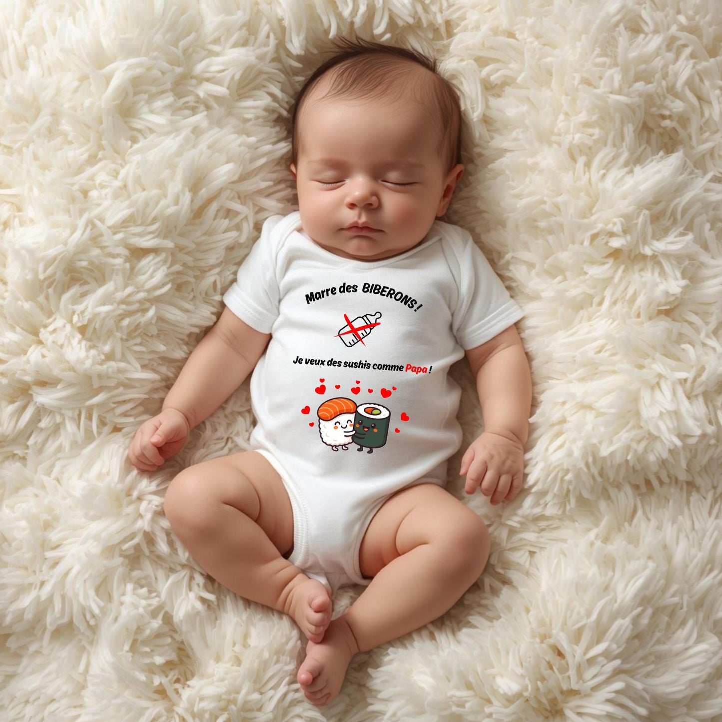 Body bébé humour sushi personnalisé annonce grossesse Heyl’Créations