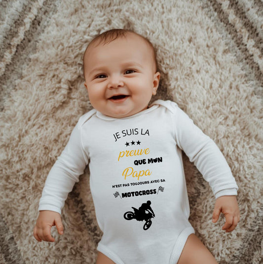 Body bébé humour papa motocross personnalisé naissance Heyl’Créations