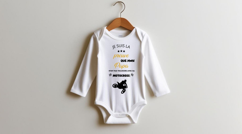 Bodie/ Body bébé personnalisé " Papa n'est pas toujours avec sa motocross " Humour