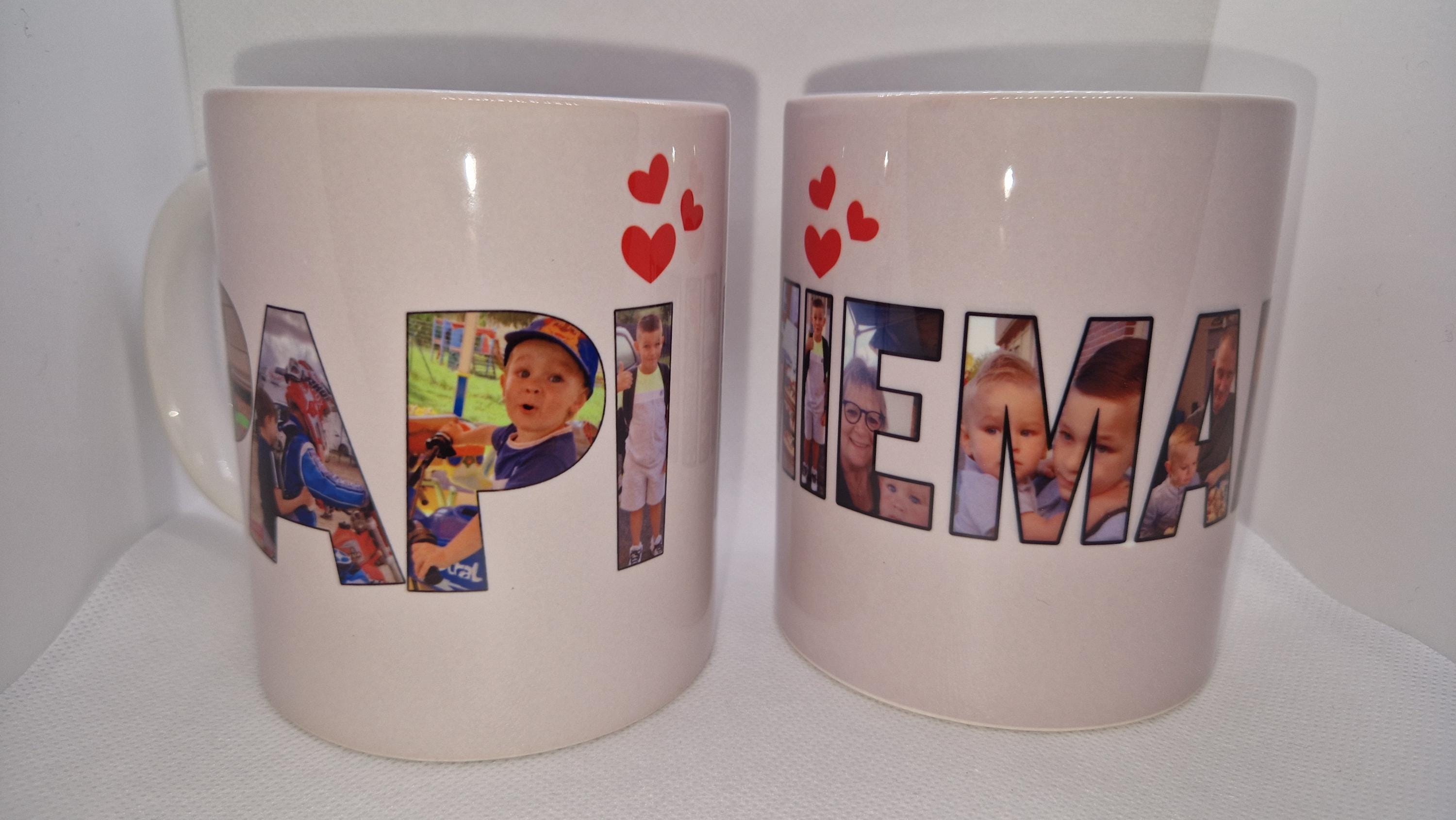 Mug avec petit mot personnalisé avec photos " Mamie" "Papi" ..