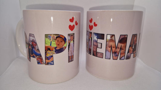 Mug photo personnalisé Mamie Papi cadeau famille Heyl’Créations
