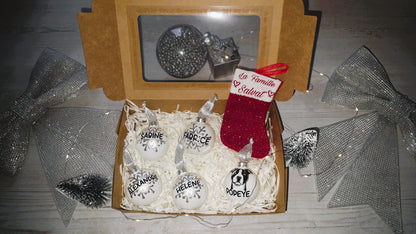 Coffret boules Noël famille personnalisées animaux Heyl’Créations