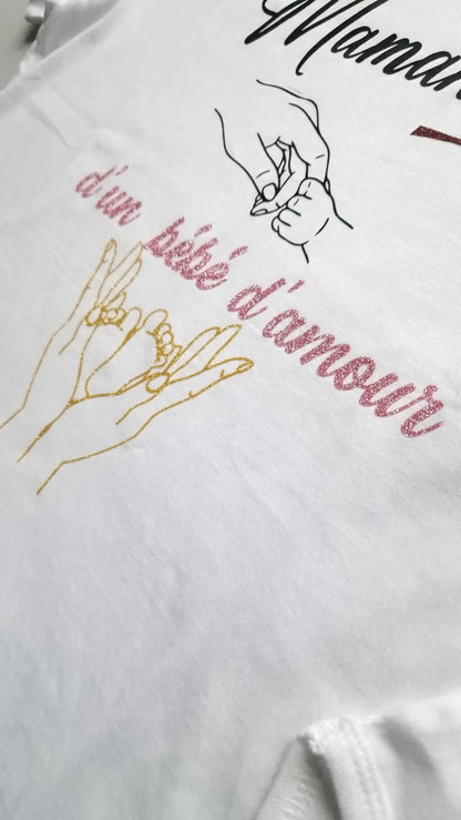 Ensemble assorti maman bébé personnalisé t-shirt body duo naissance Heyl’Créations