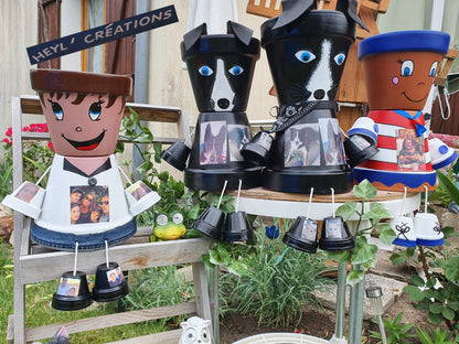 Cache-pot personnage personnalisé photo décoration artisanale unique Heyl’Créations
