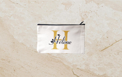 Trousse personnalisée prénom coton pochette cadeau Heyl’Créations
