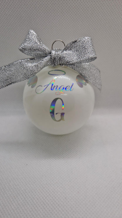 Boule Noël ange personnalisée souvenir défunt hommage Heyl’Créations