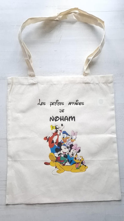 Tote bag prénom enfant personnalisé sac coton enfant dessin animé Heyl’Créations