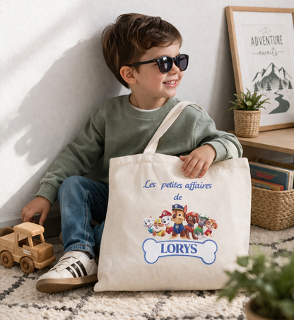 sac école porté par enfant personnalisé avec prénom et chiens de la pat patrouille